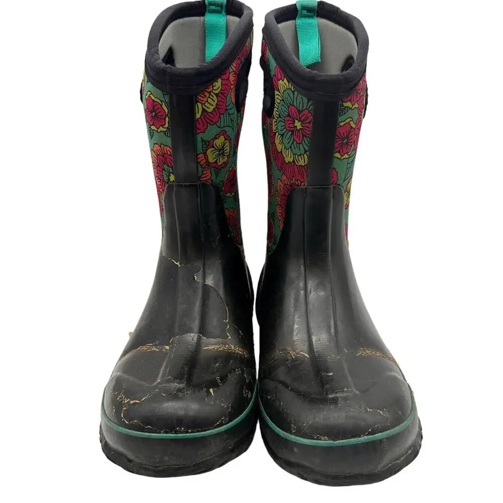 Bogs Youth Girls Sz: 5 Classic Pansies Waterproof Insulated Rubber Rain Boots